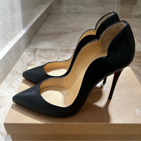 Christian Louboutin Hot Chick 100 Black Nappa with Casali Mirror Soles 37.5 - Picture 5 of 16